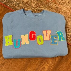 Blue Graphic Sweatshirt with 'HUNGOVER' Design